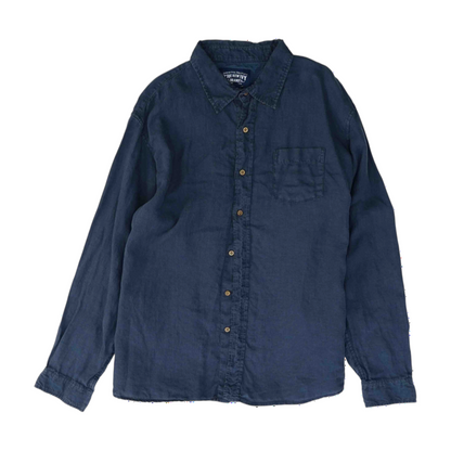 Blue Solid Flannel Button Down