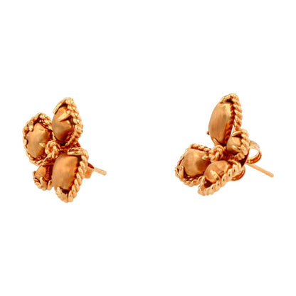Matte Gold Tone Bloom Large Stud Earrings