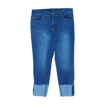 Blue Solid Denim Capris