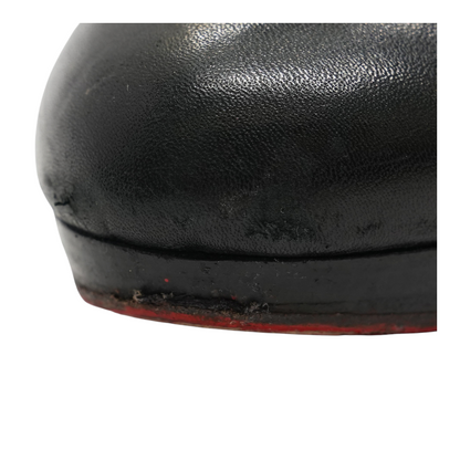 Black Knee High Calf Leather Boots