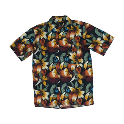 Black Floral Short Sleeve Button Down