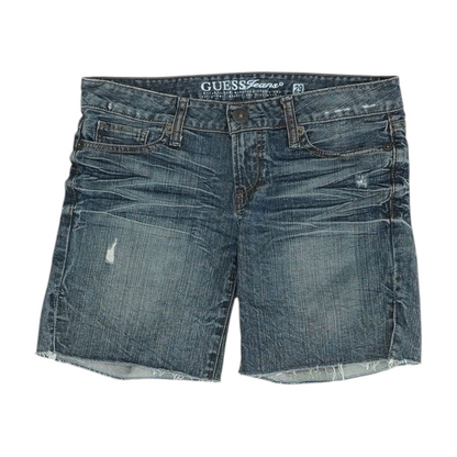 Blue Solid Denim Shorts