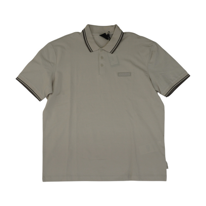 Beige Solid Short Sleeve Polo