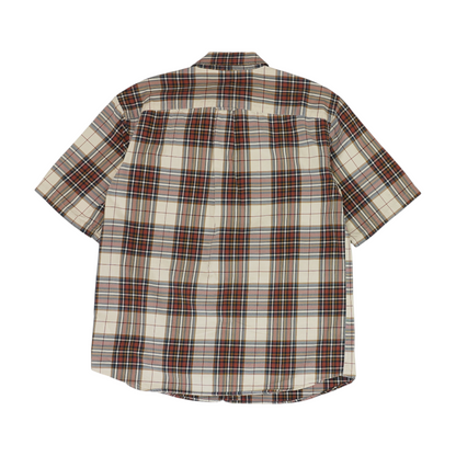 Cream Plaid Short Sleeve Button Down