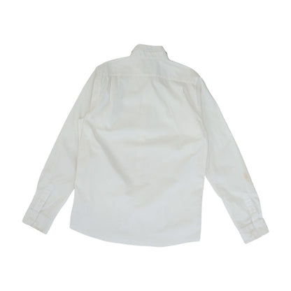 White Solid Long Sleeve Button Down
