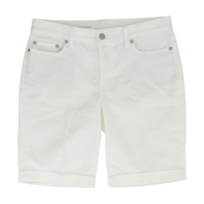 White Solid Denim Shorts