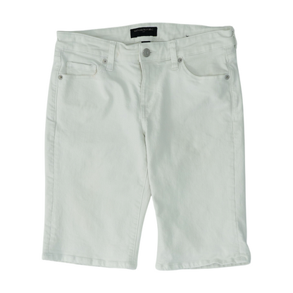White Solid Denim Shorts