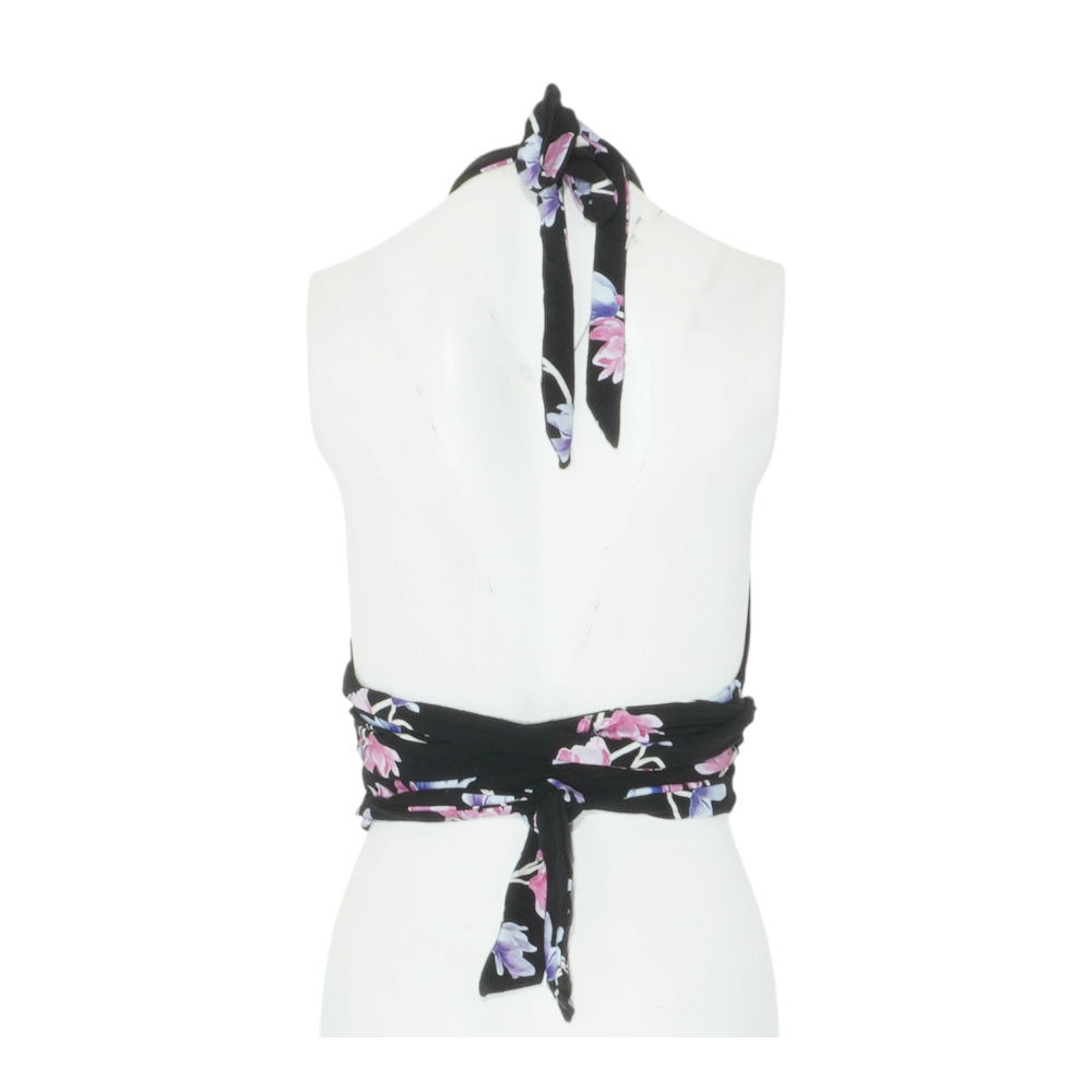 Black Floral Cropped Blouse