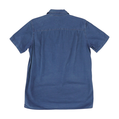 Navy Tall Solid Short Sleeve Button Down