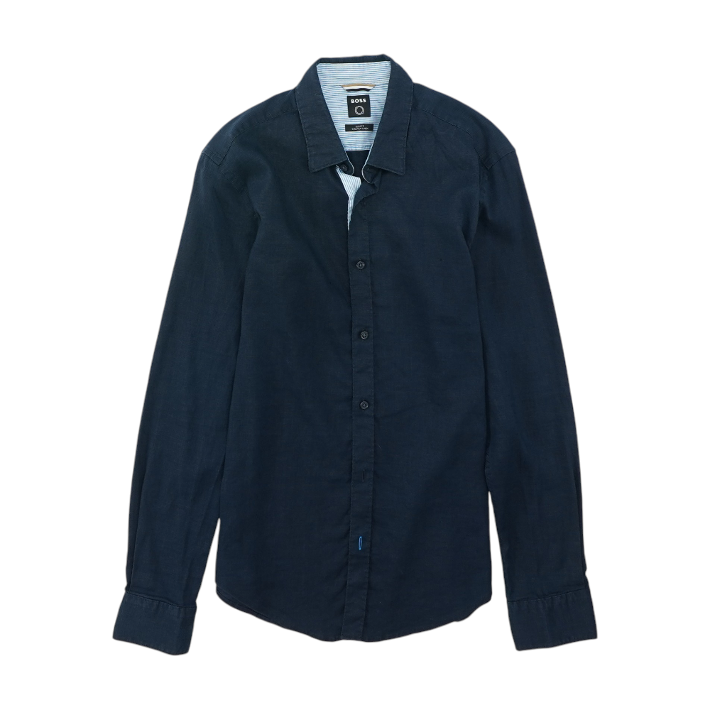 Navy Solid Long Sleeve Button Down