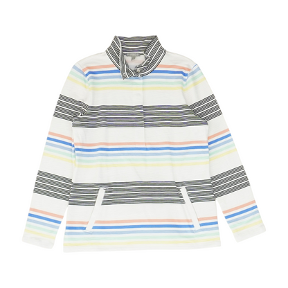 White Striped 1/4 Zip Pullover