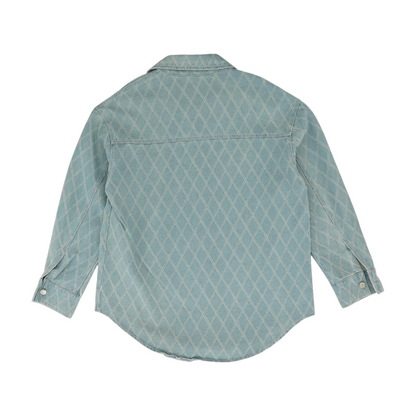 Blue Geometric Flannel Button Down