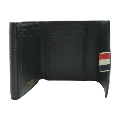 Black Pebble Grain Coin Compartment Small Purse