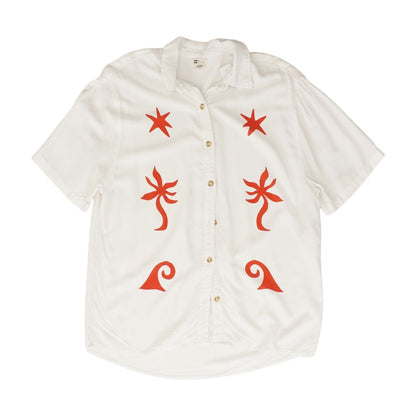 White Tropical Button Down