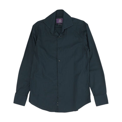 Black Solid Long Sleeve Button Down