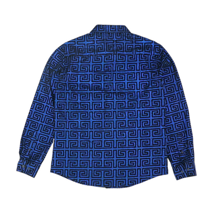 Giannii Blue Abstract Long Sleeve Button Down – Image 2