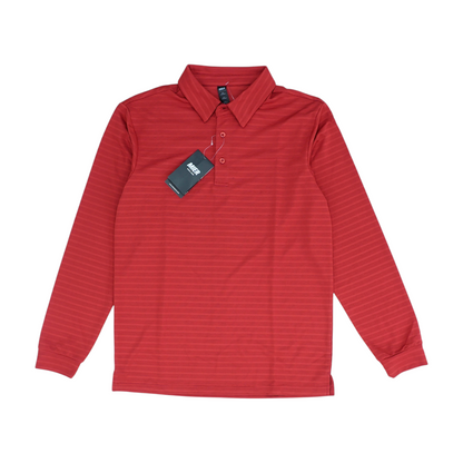 Red Solid Long Sleeve Polo
