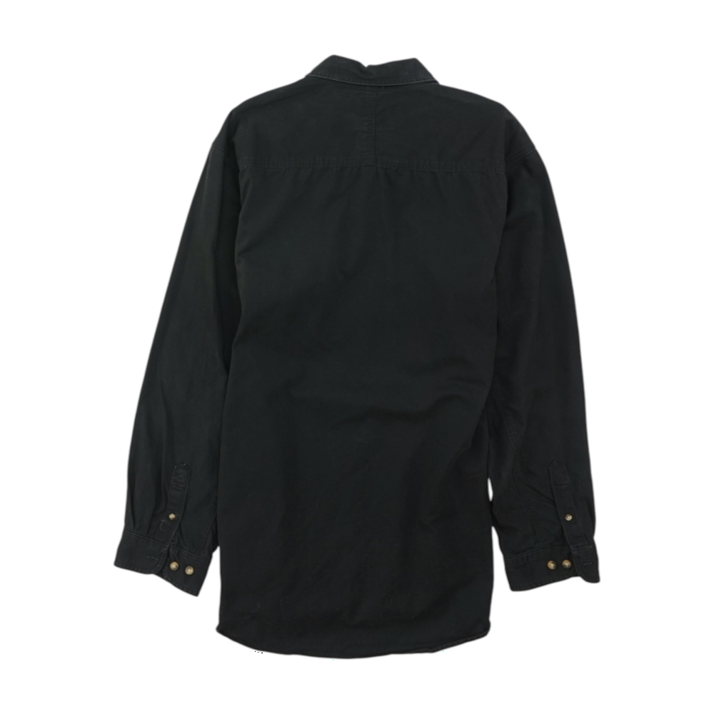 Black Solid Long Sleeve Button Down