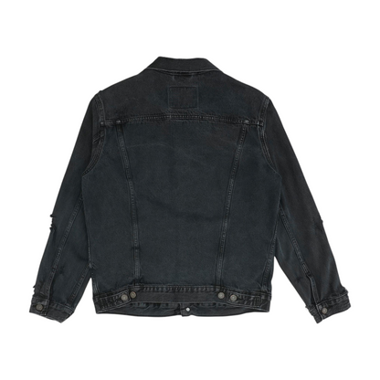 Black Solid Denim Jacket