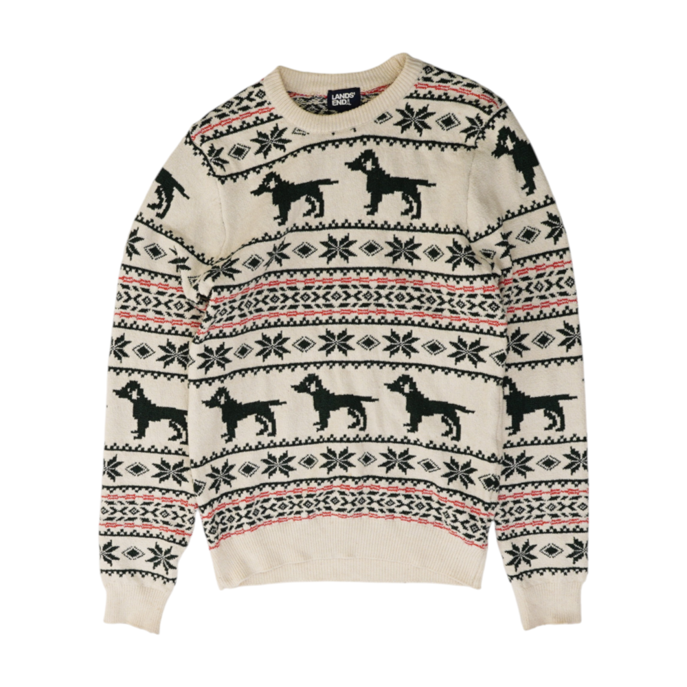 Beige Graphic Pullover Sweater