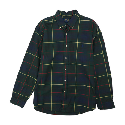 Green Plaid Long Sleeve Button Down