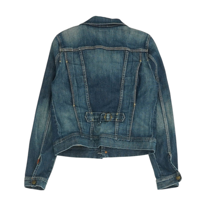 Blue Solid Denim Jacket