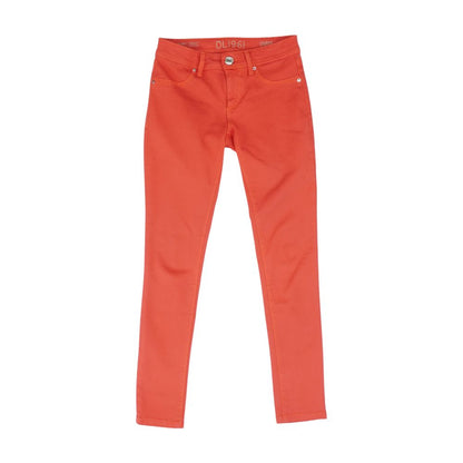 Red Solid Skinny Leg Jeans