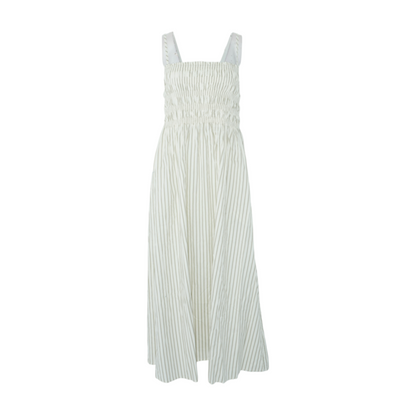 Cream Striped Midi Dress