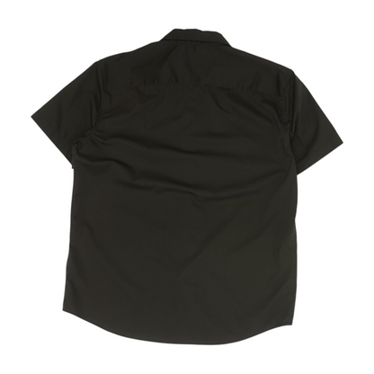 Black Solid Short Sleeve Button Down