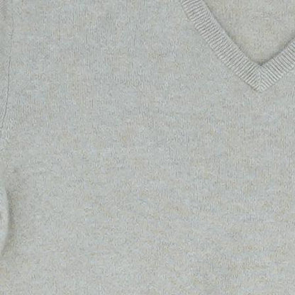 Tan Solid 100% Cashmere V-Neck Sweater