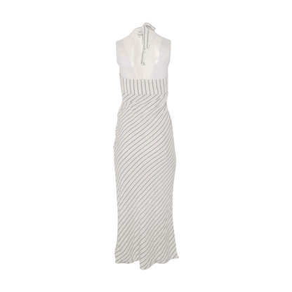 Beige Striped Maxi Dress