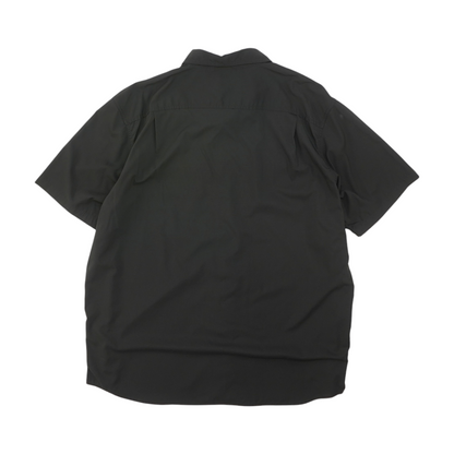 Black Solid Short Sleeve Button Down