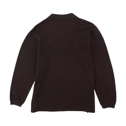 Maroon Solid Long Sleeve Polo