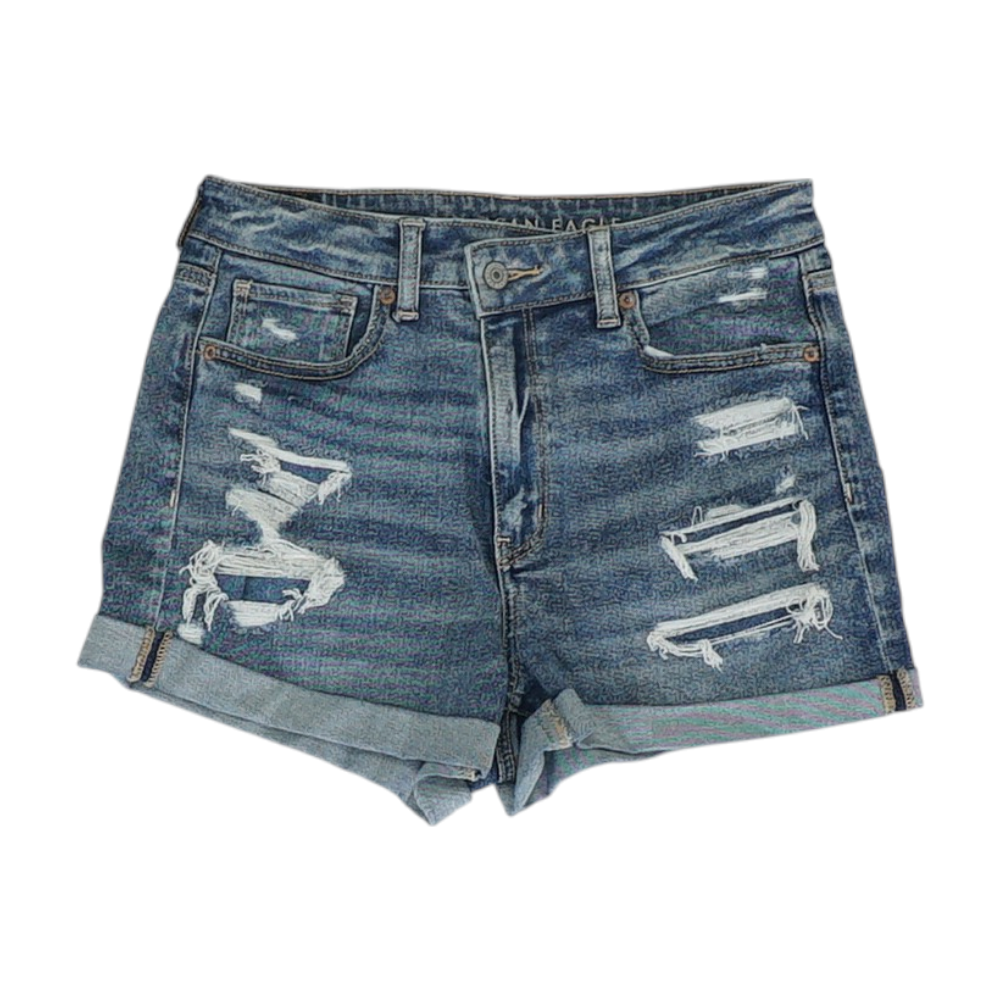 Blue Solid Denim Shorts