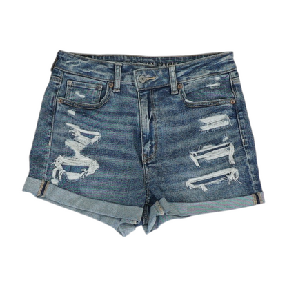 Blue Solid Denim Shorts
