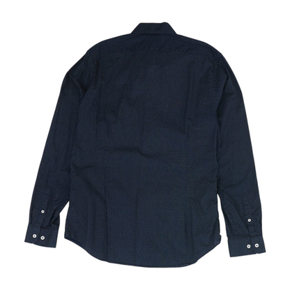 Navy Polka Dot Long Sleeve Button Down
