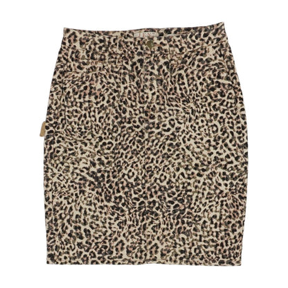 Beige Animal Print Mini Skirt