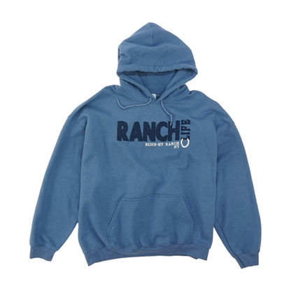 Blue Solid Hoodie Pullover