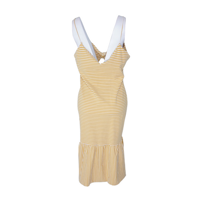 Yellow Striped Midi Dress