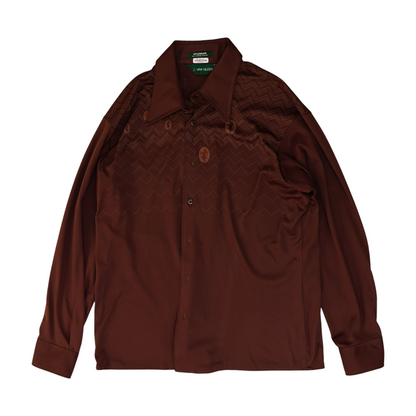 Brown Abstract Long Sleeve Button Down