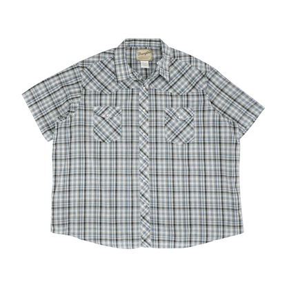 Blue Plaid Short Sleeve Button Down