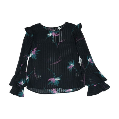 Black Graphic Long Sleeve Blouse