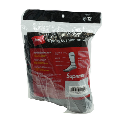 SUPREME X HANES 4 Pair Cushion Crew Socks