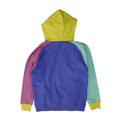 Purple Color Block Hoodie Pullover