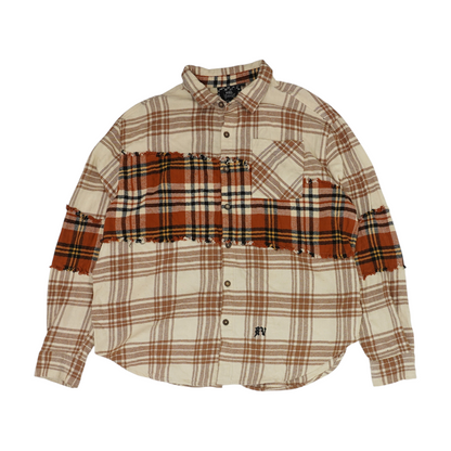 Beige Plaid Flannel Button Down