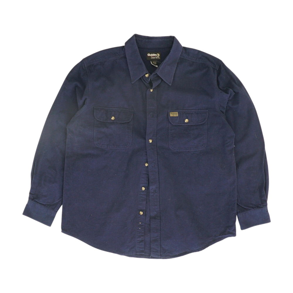 Navy Solid Flannel Button Down