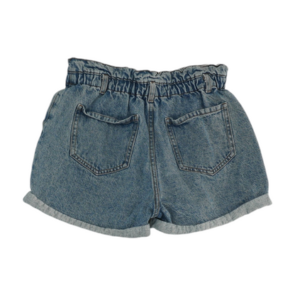 Blue Solid Denim Shorts