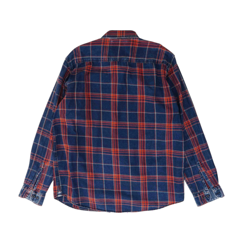 Navy Plaid Long Sleeve Button Down