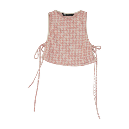 Pink Houndstooth Blouse