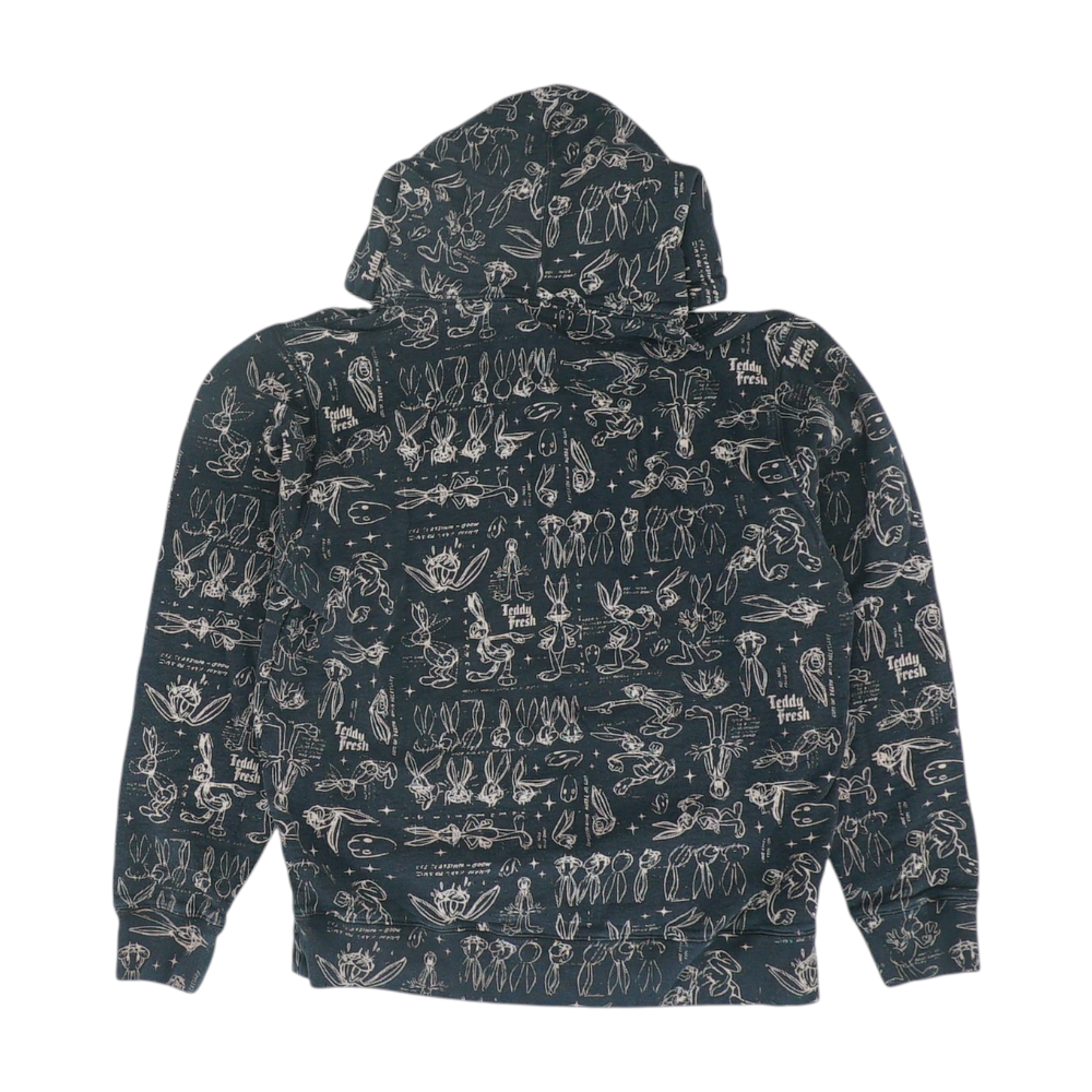 Black Print Hoodie Pullover